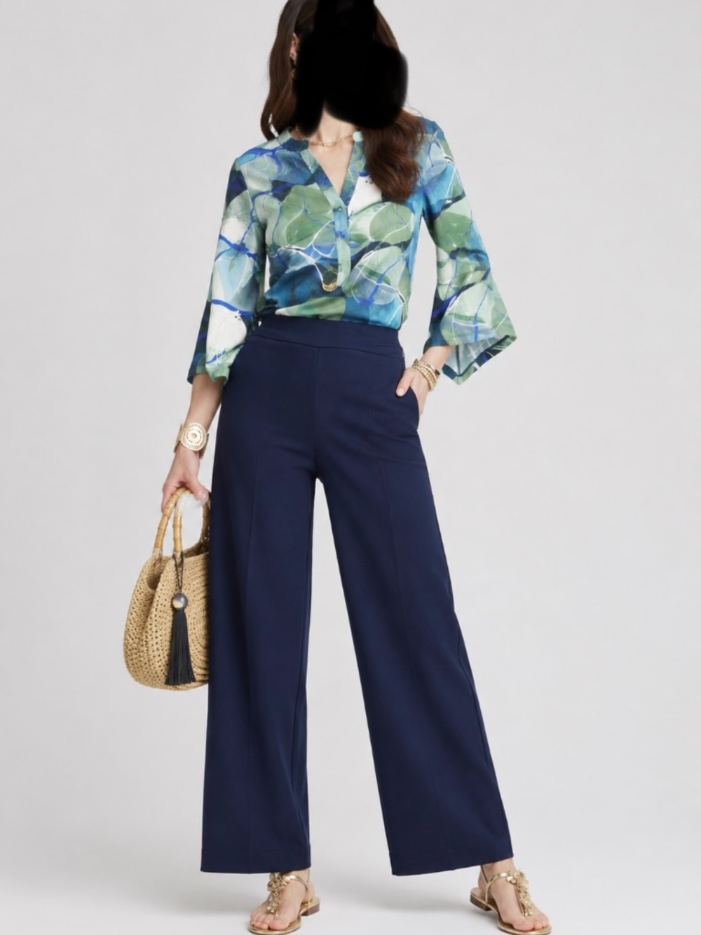 Chico's Brigitte Wide Leg Pants Navy Blue Chico's Size 1.5
